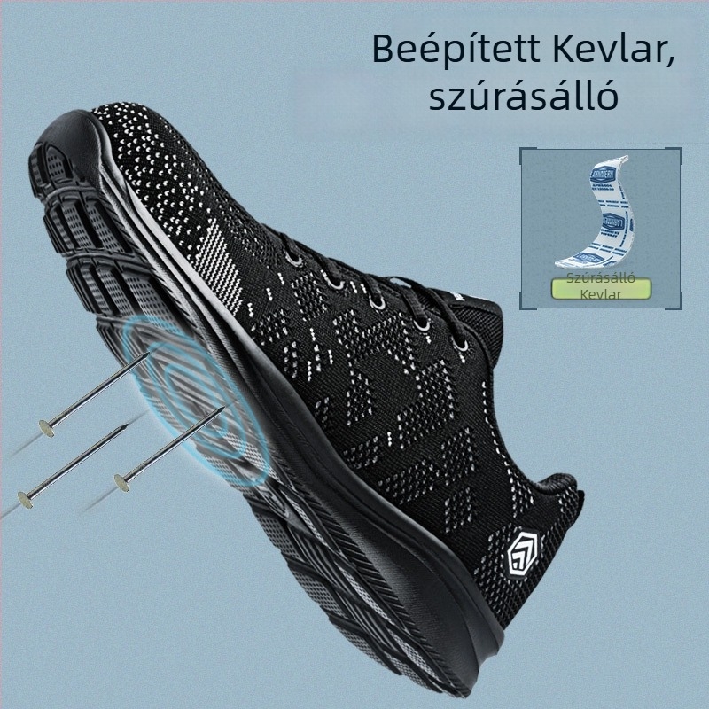Férfiaknak szánt üvegszálas orrvédős biztonságcipő, fémmentes, izolált, ütés- és átszúrás elleni védelem, gumitalp, csúszásmentes, kényelmes és biztonságos
