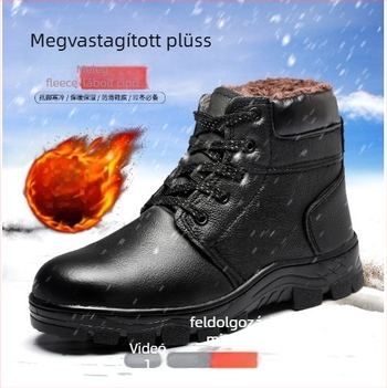 Magas szárú biztonsági cipő acélorrú, bőr felsőrész, vízálló, meleg szigetelés