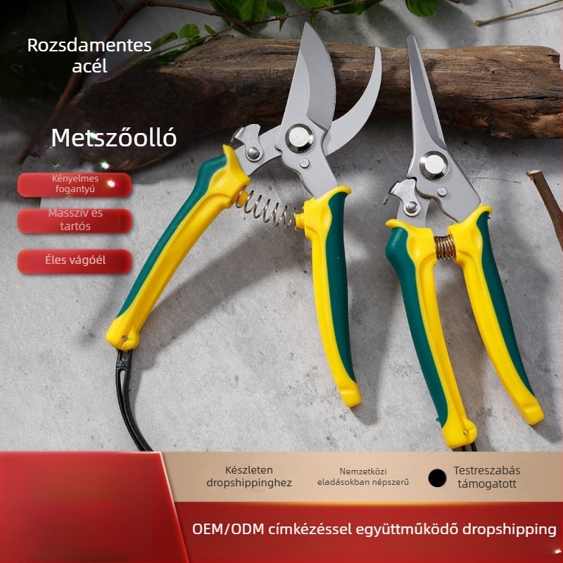 Rozsdamentes acél pengéjű metszőolló, nyílás 30 mm, pengeméret 80 mm, vágási átmérő 10 mm, teljes hossz 200 mm