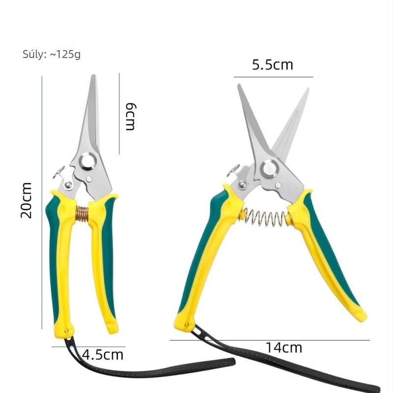 Rozsdamentes acél pengéjű metszőolló, nyílás 30 mm, pengeméret 80 mm, vágási átmérő 10 mm, teljes hossz 200 mm