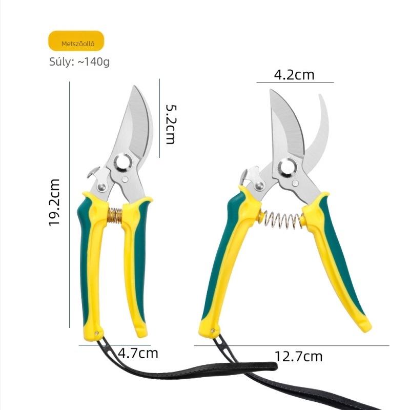 Rozsdamentes acél pengéjű metszőolló, nyílás 30 mm, pengeméret 80 mm, vágási átmérő 10 mm, teljes hossz 200 mm