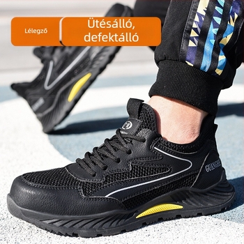 Férfi munkavédelmi cipő acélorrúval, ütés- és perforáció elleni védelemmel, lélegző, könnyű, szigetelt építkezéshez