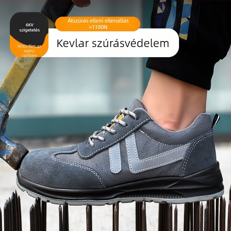 Férfiaknak készült könnyű, lélegző védőmunkacipő, ütés- és áthatolásálló védelemmel, építkezéshez
