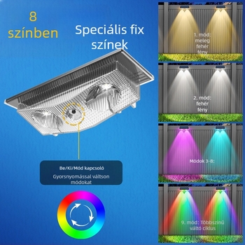 Napenergiás falikar kültéri használatra – falmosó világítás, IP65 vízálló, LED-diódák, modell Ts-G0702, 6–12 órás folyamatos világítás