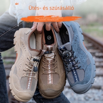 Nyári légáteresztő munkavédelmi cipő, ütés- és perforáció elleni védelem, slip-on, férfiak és nők számára