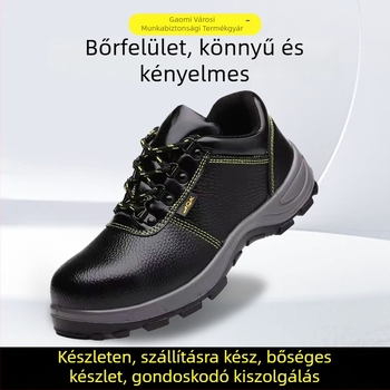 Munkahelyi védőcipő ütésálló és áthatolás elleni védelem, kopásálló, bőr, alacsony bokaszár, műanyag orrtok