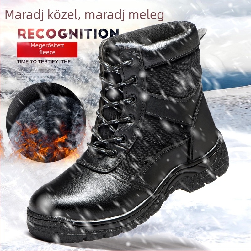 Magas szárú védőcipő, mikroszálas bőr, téli fleece belső, perforáció és becsapódás elleni védelem