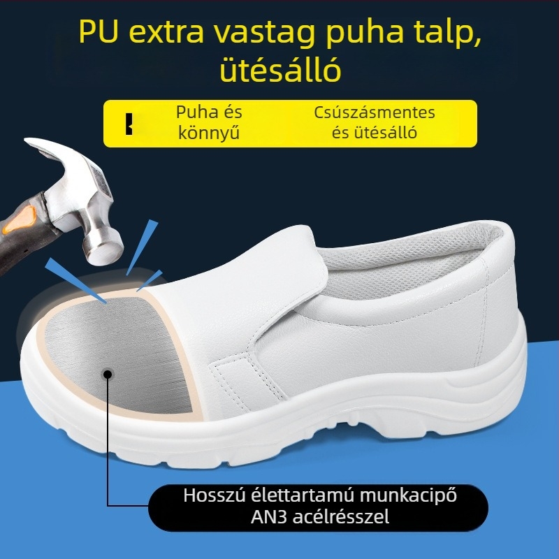 PU anyagú munkavédelmi cipő acélorrvédővel, perforáció elleni védelem, ütésálló, anti-sztatikus, PU talp