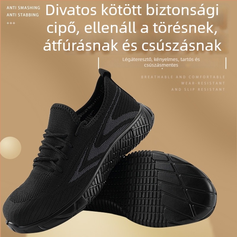 Biztonsági munkacipő acél orral, légző hálós felsőrésszel, könnyű, csúszásmentes és perforációval szemben védett
