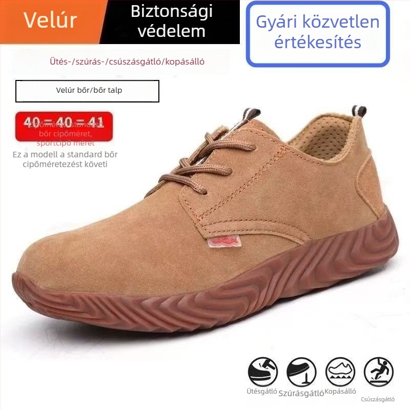 Férfi munkavédelmi cipő: ütés- és perforáció elleni védelem, kopásálló, csúszásmentes, szagtalan, légáteresztő, puha talpú, könnyű hegesztővédőcipő
