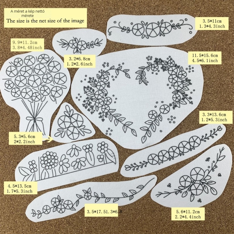 Roz hímző készlet vízben oldódó nemszövött anyaggal, öntapadós – teljes készlet mintával és útmutatóval; testreszabható rajzok szerint; skandináv stílus a nappaliba