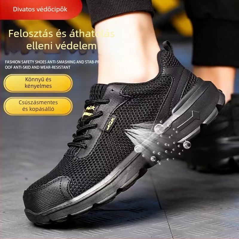 Légáteresztő munkavédelmi cipő acélorral – csúszásmentes, átütésálló és kopásálló, könnyű, hálós felsőrész