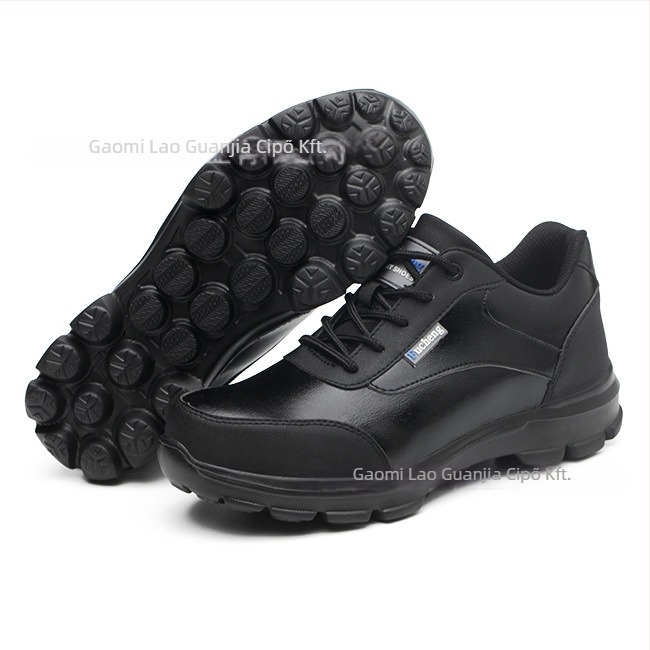 Acélbetétes munkacipő, könnyű mikroszálas bőr, alacsony szárú, minden évszakra, ütésálló és átszúrás-ellenálló