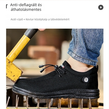 Férfi munkavédelmi cipő – ütésálló és átszúrás elleni védelem, lélegző, könnyű, alacsony felső részű, Fly fabric