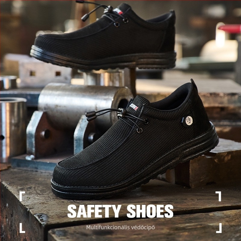 Férfi munkavédelmi cipő – ütésálló és átszúrás elleni védelem, lélegző, könnyű, alacsony felső részű, Fly fabric