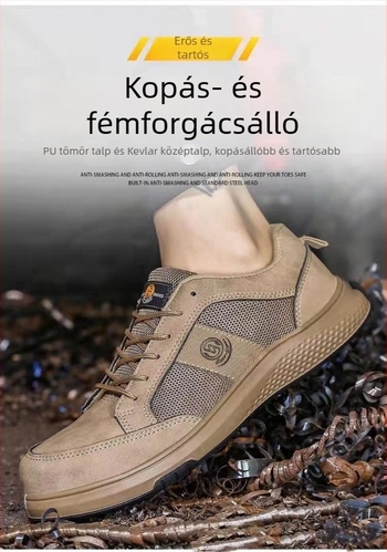 Minden évszakra tervezett, légáteresztő védőcipő acélorral, ütés- és perforáció elleni védelemmel, antistatikus, kopásálló, kényelmes munkacipő
