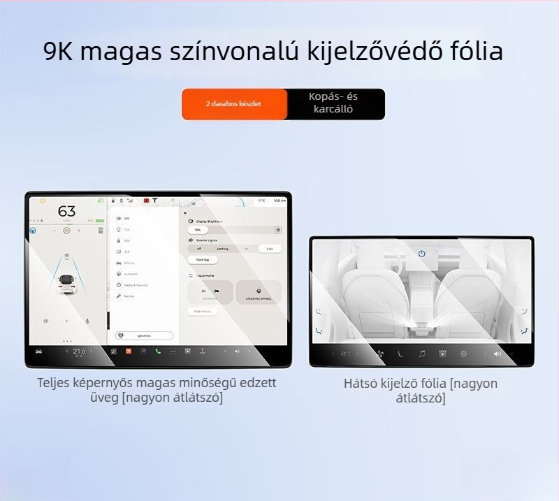 Tesla Model Y középső konzol kijelzővédő edzett üvegből, ragasztós telepítés