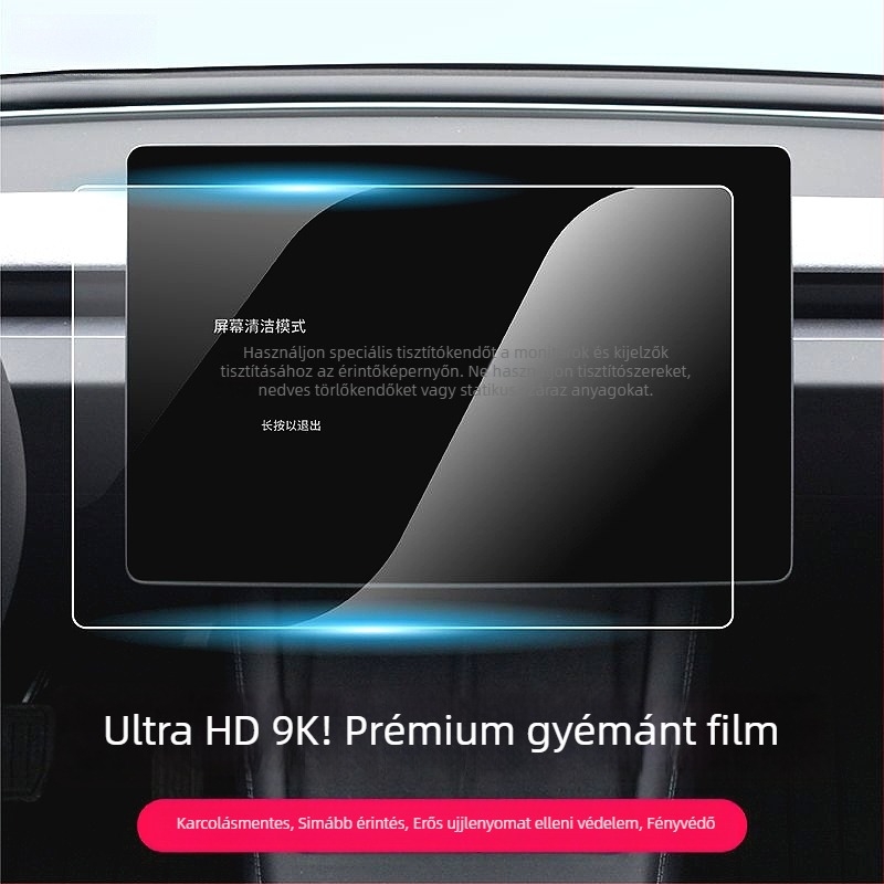 Tesla Model Y középső konzol kijelzővédő edzett üvegből, ragasztós telepítés