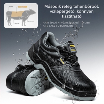 Magas szárú munkavédelmi cipő, ütésálló és áthatolás elleni védelem, marhabőr felsőrész, modell Bx11, építőipari és ipari környezethez