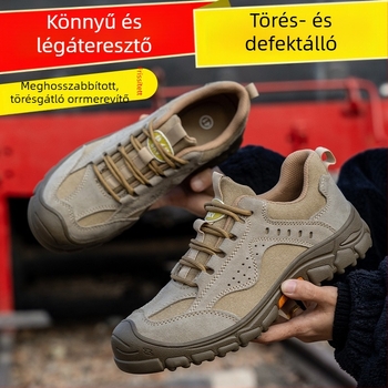 Férfi biztonsági cipő acélorrúval, ütés- és perforációálló, könnyű, lélegző, kopásálló, csúszásmentes