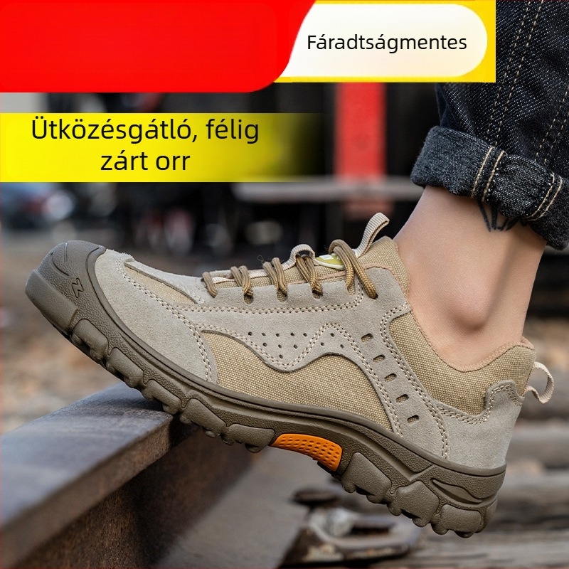 Férfi biztonsági cipő acélorrúval, ütés- és perforációálló, könnyű, lélegző, kopásálló, csúszásmentes