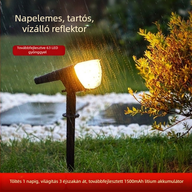 Napelemes kültéri kertvilágítás, nagy fényerővel, vízálló gyepvilágító spot, kert tájvilágítás és fa megvilágítása