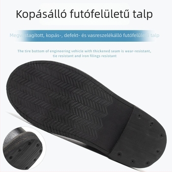 Fekete négy évszakos bőrből készült védőcipő, ütésálló és perforáció elleni védelemmel, ellenálló a magas hőmérséklettel, kopásálló, szagtalan, sav- és lúgálló.