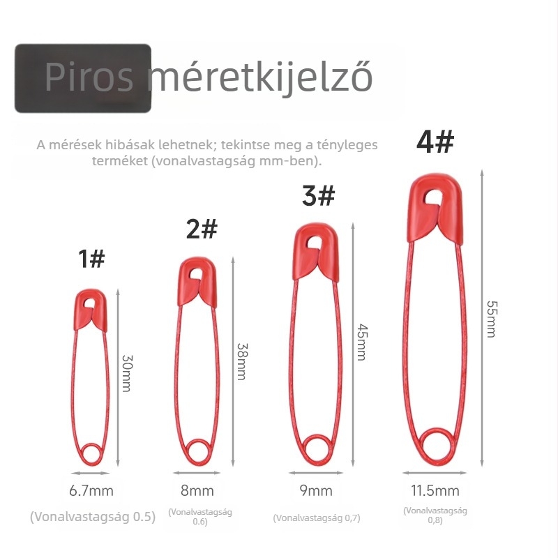 Ruha címke biztonsági tű, 18–55 mm, ezüst/arany/fekete, galvanizált vasból