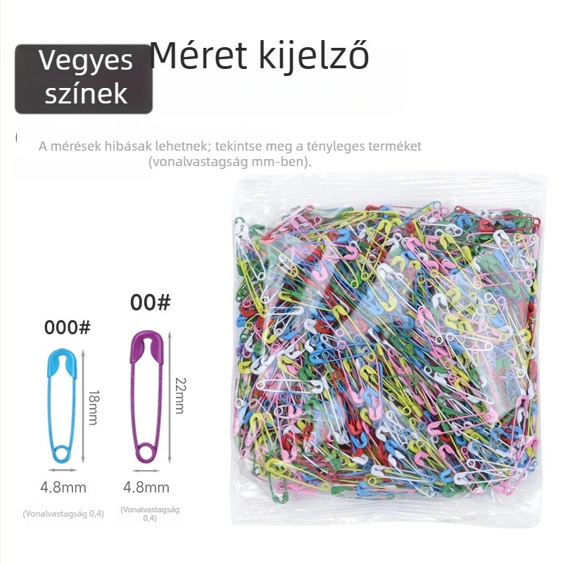 Ruha címke biztonsági tű, 18–55 mm, ezüst/arany/fekete, galvanizált vasból