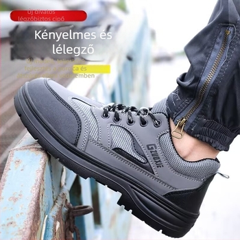 Zhenpeng Munkavédelmi cipő: anti-ütődés és anti-átlyukasztás védelem, lélegző, Space leather + sandwich mesh, alacsony felsőrész