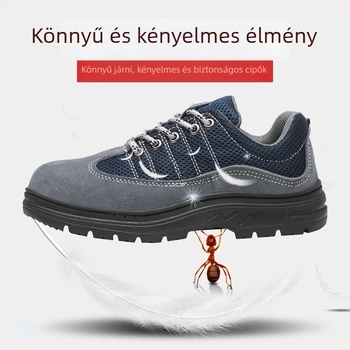 Munkavédelmi cipő acélorrú, nyári, lélegző nubuk bőr, alacsony felső rész, ütésálló és szúrásálló, csúszásmentes