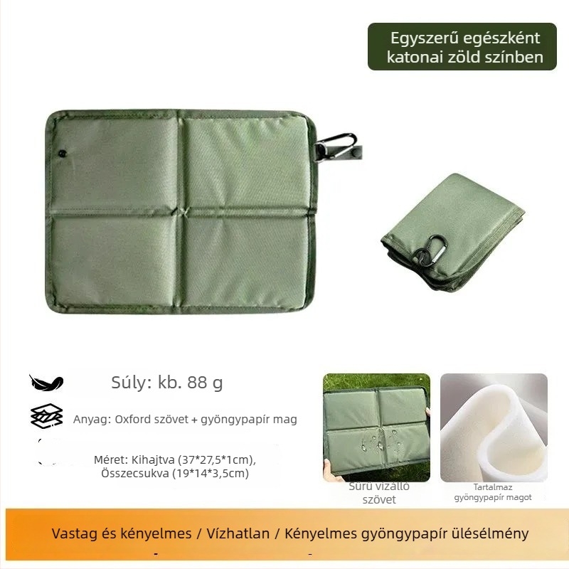 Kültéri összecsukható ülőpárna, csúszásmentes és vízálló, Oxford anyag + pearl cotton, 88 g, 1–2 személyre