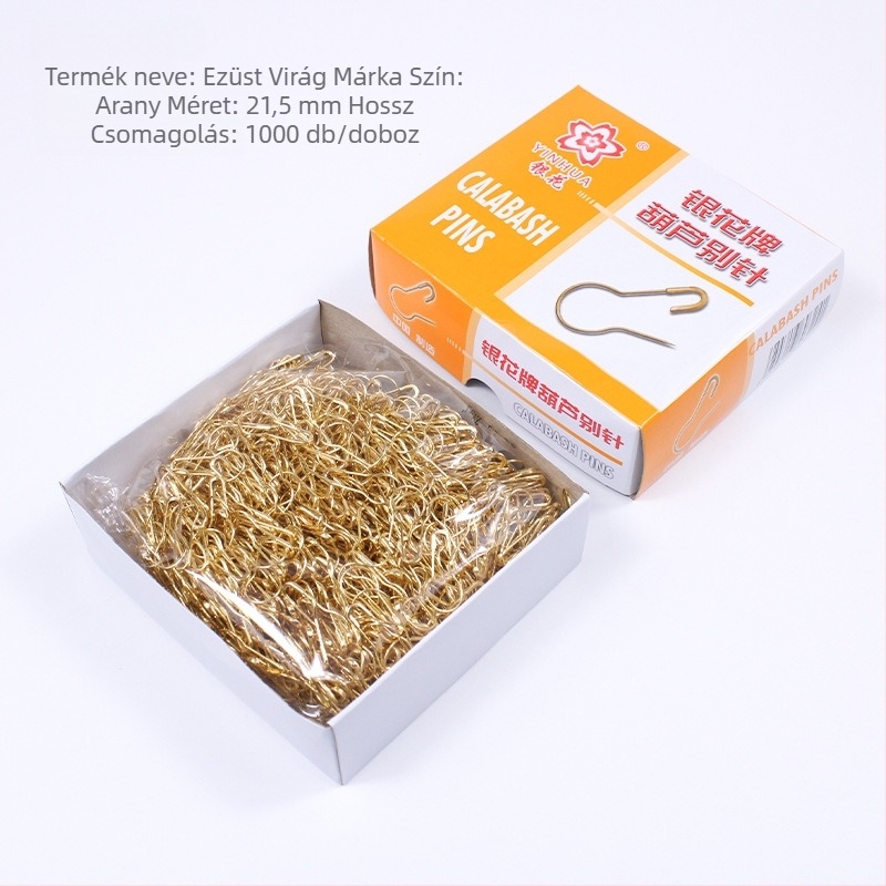 Vasból készült tök alakú gombostű ruhához, Silver Flower márka, klasszikus/egyszerű/könnyű luxus stílus, bruttó tömeg 0.3 kg, csomagolás 50 doboz