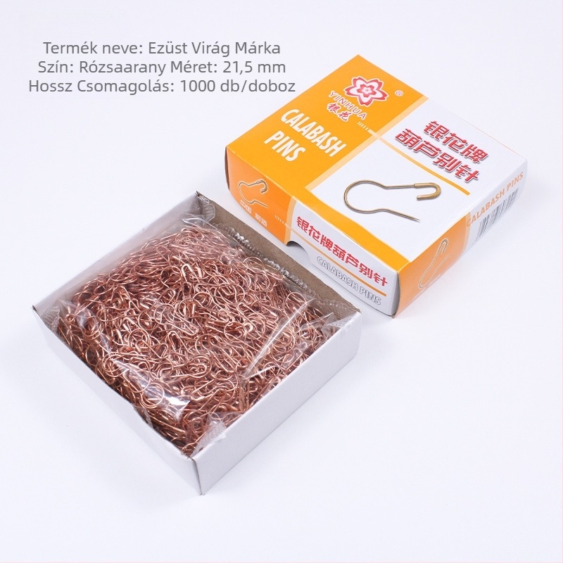 Vasból készült tök alakú gombostű ruhához, Silver Flower márka, klasszikus/egyszerű/könnyű luxus stílus, bruttó tömeg 0.3 kg, csomagolás 50 doboz