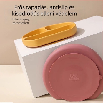 Gyerekeknek készült szilikon osztott tál – ovális, egyszínű, mikrohullámú sütőben nem használható