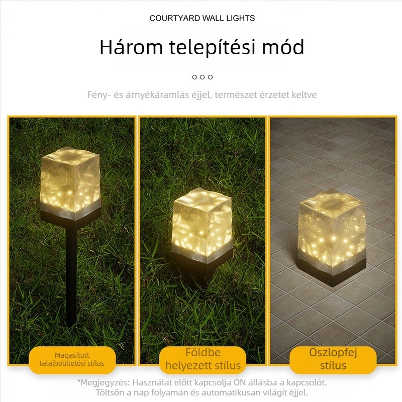 Napelemes kültéri LED lámpa kerthez, vízálló, modell ZX, 5W, üzemidő 6–12 óra