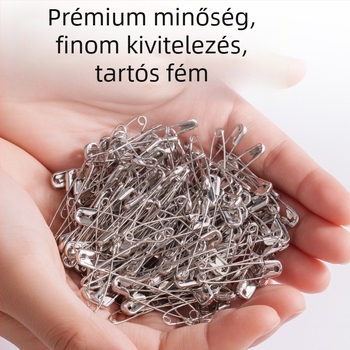 Ívelt biztonsági tű brooch, acél, régi stílusú csat, modell ts400, dobozos csomagolás