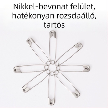 Ívelt biztonsági tű brooch, acél, régi stílusú csat, modell ts400, dobozos csomagolás
