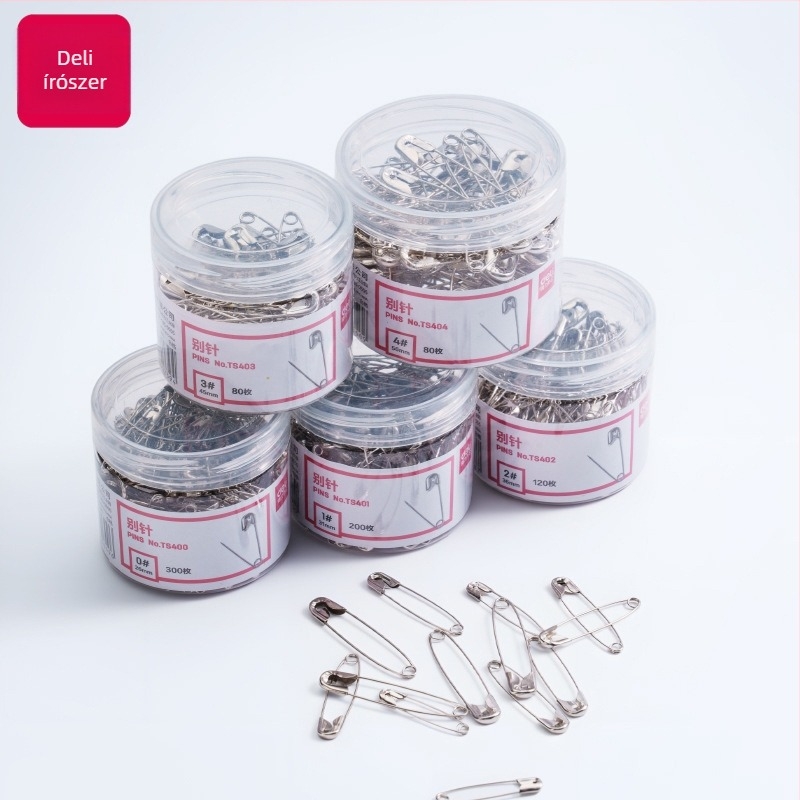 Ívelt biztonsági tű brooch, acél, régi stílusú csat, modell ts400, dobozos csomagolás