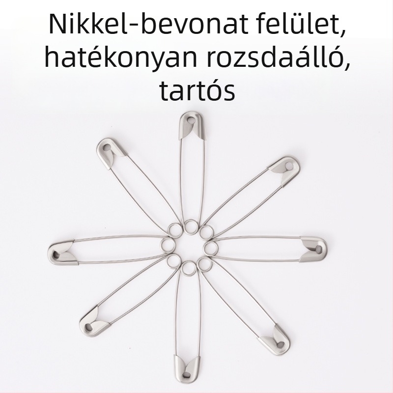 Ívelt biztonsági tű brooch, acél, régi stílusú csat, modell ts400, dobozos csomagolás