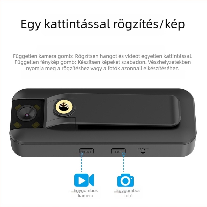 4G HD megfigyelő kamera, hordozható sportkamera hátsó klippel, kézi videórekorder, infravörös