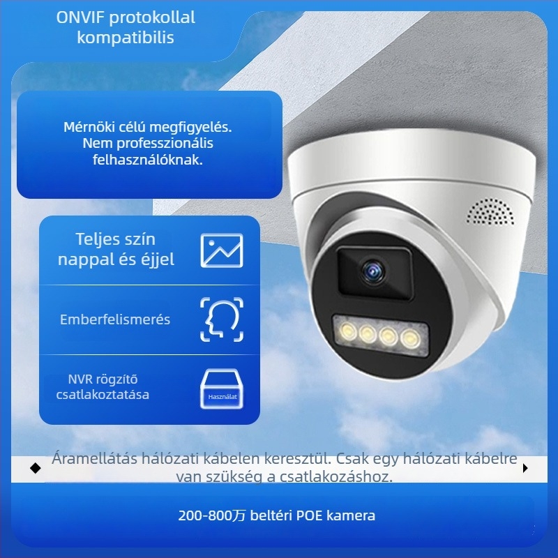 Kupolás megfigyelő kamera, teljes színű kép, beltéri, 4 MP, éjszakai látás
