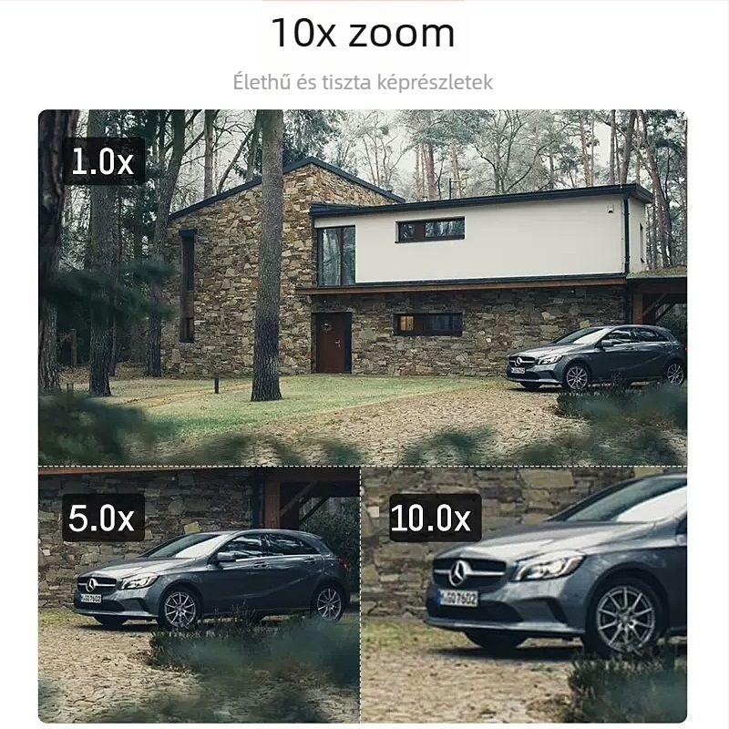 V380 10x zoomos vezeték nélküli Wi‑Fi megfigyelő kamera, háromképernyős megjelenítés, 4G