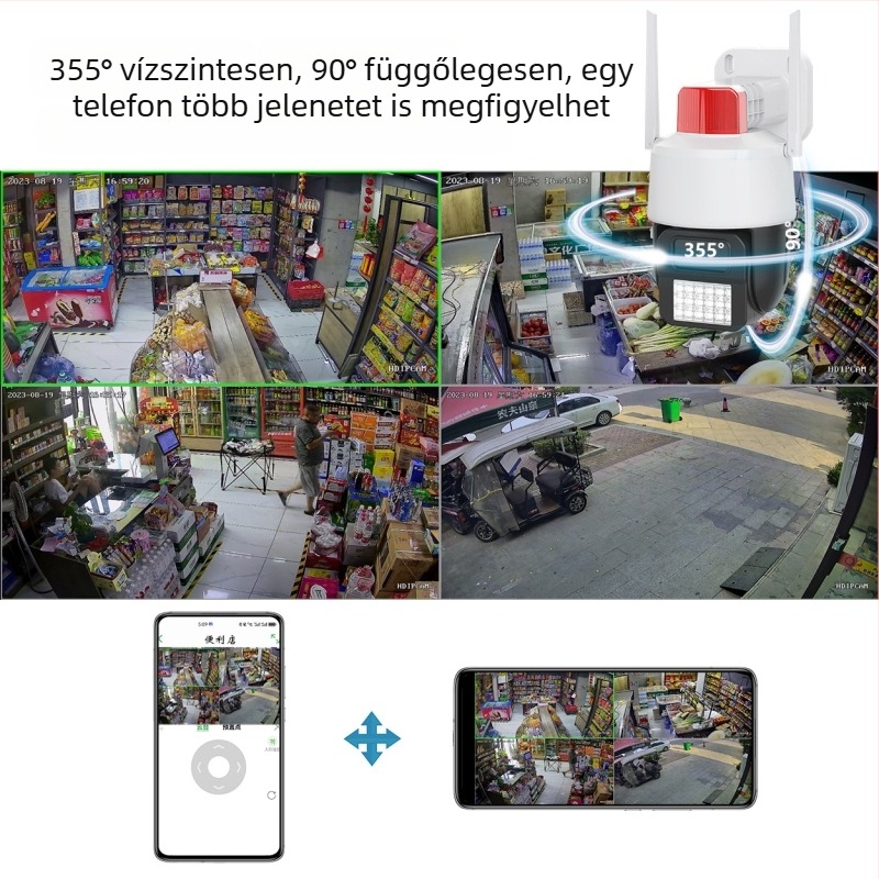 360° Panoráma WiFi Dome Kamera beltéri/kültéri megfigyeléshez - 1/2.7in szenzor, -20°C–55°C, 12V