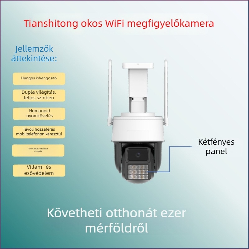 360° Panoráma WiFi Dome Kamera beltéri/kültéri megfigyeléshez - 1/2.7in szenzor, -20°C–55°C, 12V
