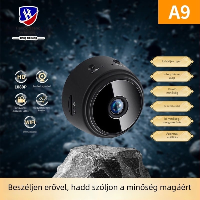 A9 otthoni megfigyelő kamera éjszakai látással, HD, beltéri vezeték nélküli Wi‑Fi infravörös kamera