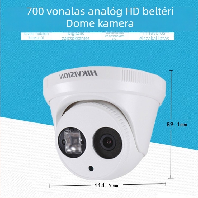 DS-2CE56A2P-IT3P Infravörös dóm kamera, 700TVL, 6mm objektív, 0.1 lux, DC12V