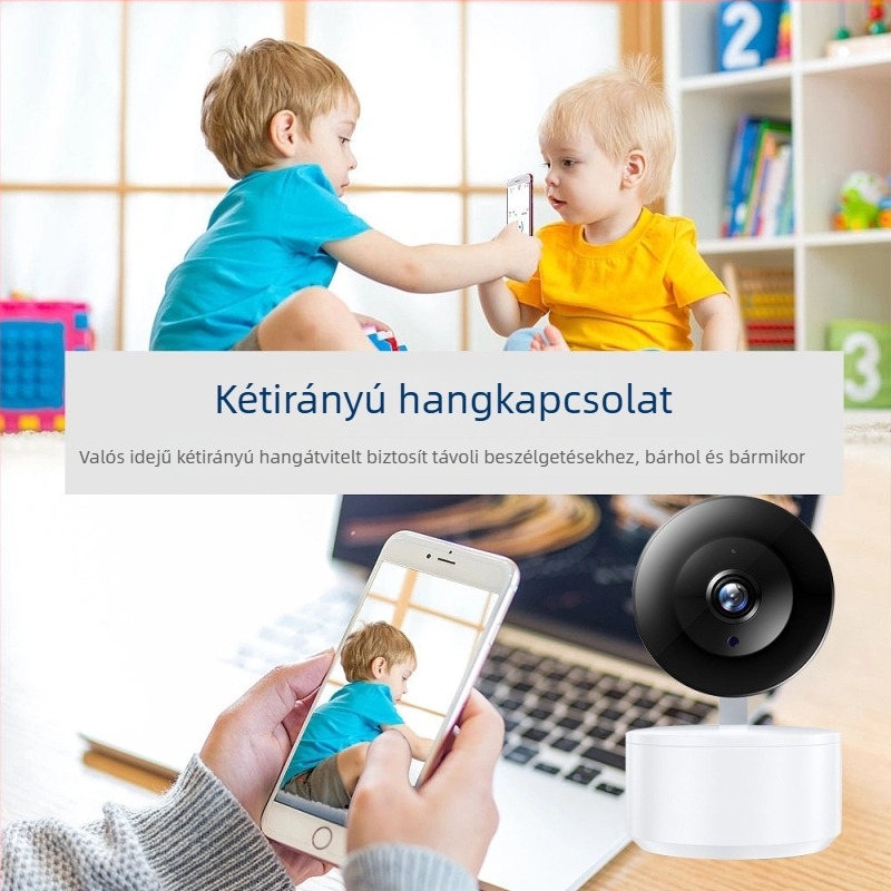 Beltéri teljes színű vezeték nélküli Wi-Fi megfigyelő kamera, 1080p HD, infravörös éjszakai látás, hang- és fényriasztás