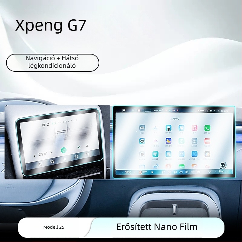 TPU autó navigációs kijelzővédő Xiaopeng G7-hez — egy darabos formázás, magas és alacsony hőmérsékletnek ellenálló, karcolás- és kopásálló, ujlenyomat-mentes