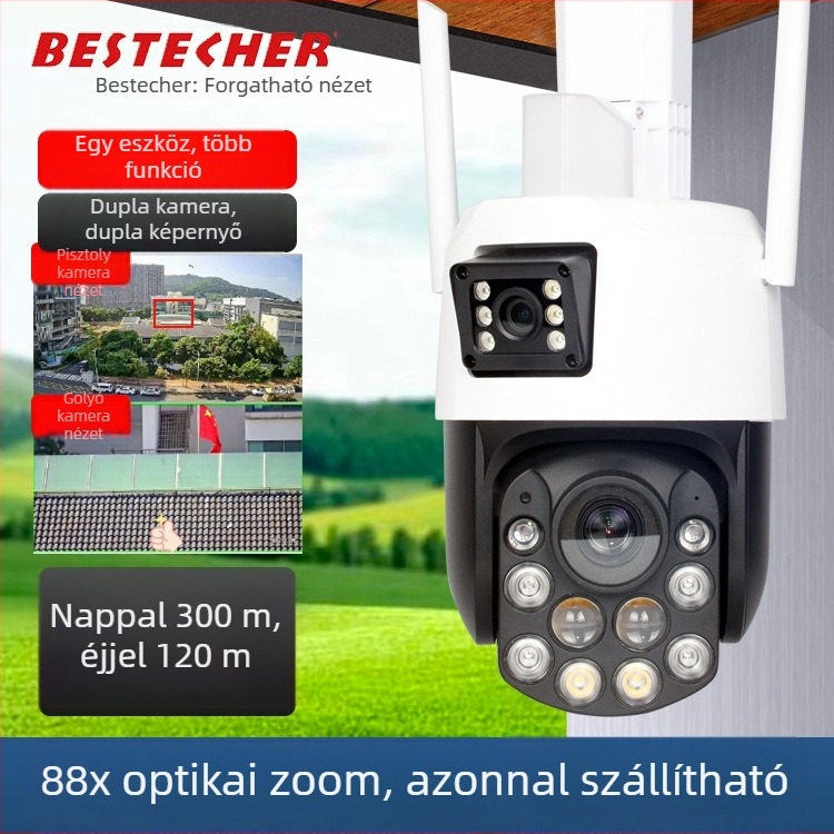 99× optikai zoomú gömbkamera, 4G, élettartam adathasználat nélküli Wi‑Fi, humanoid követés, kültéri használat, távoli vezérlés okosteleről